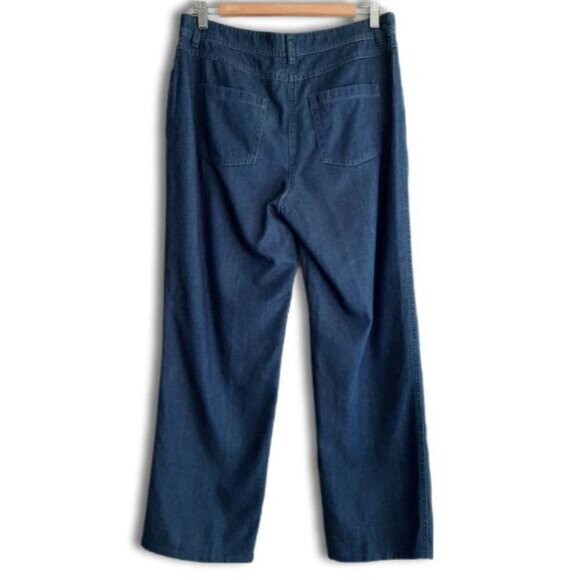 OLSEN Mona Straight Cotton Modal Blend Pants Blue Crop Sz 8 - Picture 5 of 10